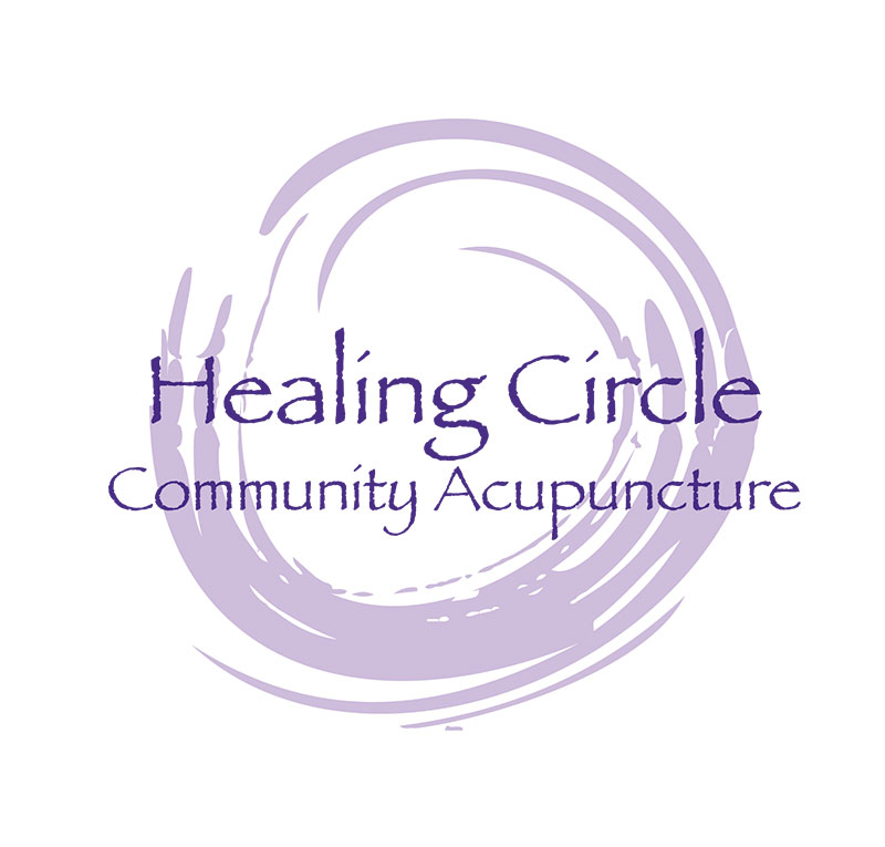 Healing Circle Community Acupuncture logo with a lavender circular brushstroke.